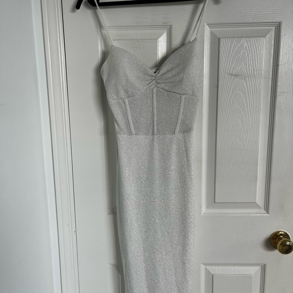 White Sparkly Spaghetti Strap Slip Dress for Brides